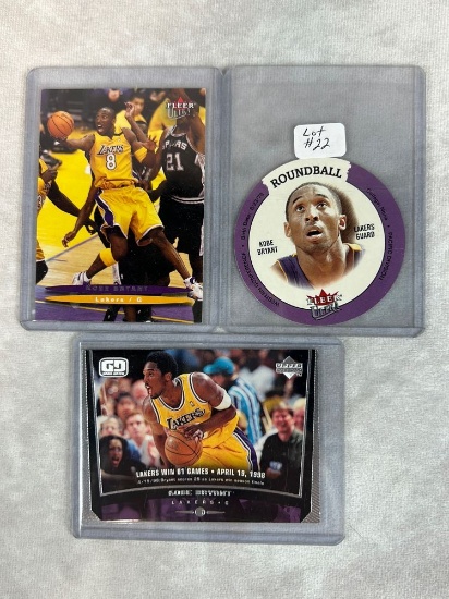 Lot of 3 Kobe Bryant Early Career Insert and Base
