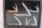 Display With Five Knives, Two Case XX Two Blade Toothpicks, & Three Winchester Knives