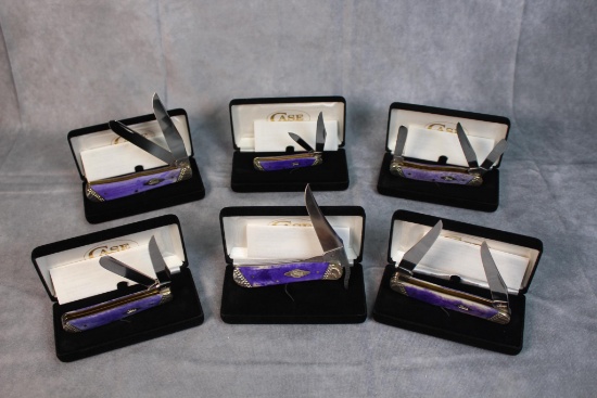 Six 2018 Case XX Ultra Violet Bone Handle Knives, six times the money