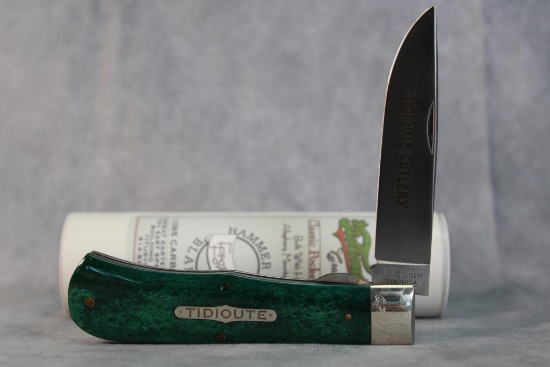 Tidoute Cutlery Smooth Green Bone Folding Hunter Style Knife