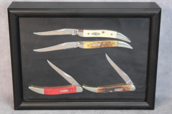 Display With Four Case XX Tiny Toothpick w/Texas Ranger Blade Etches