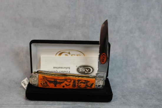 2016 Case XX Engraved Handle & Worked Blade Halloween Knife Serial 044