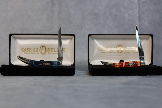 Pair of Case XX Select Tiny Toothpicks, Candy Stripe & Mediterranean Blue Bone