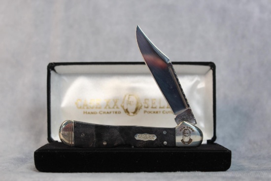 2018 Case XX Select Black Burl Wood Mini Copperlock with Job Case Engraved Bolster