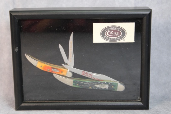 Two Case XX Toothpick Knives with Blade Etches in Display