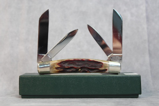 2005 Canal Street Cutler Crimson Natural Stag Handle Four Blade Congress