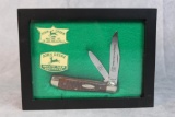 1976 Case XX Green Bone Two-Blade Mini Trapper with John Deere Blade Etch and Display