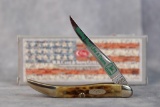 2000 Case XX Green Bone Tiny Toothpick with John Deere Blade Etch