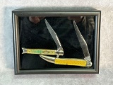 (2) ANTIQUE CASE KNIVES IN DISPLAY