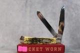 2021 Case XX Pocket Worn 25th Anniversary Olive Green Bone Trapper