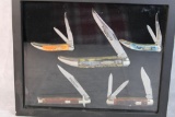 Display With Five Knives, Two Case XX Two Blade Toothpicks, & Three Winchester Knives