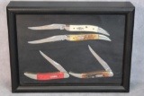 Display With Four Case XX Tiny Toothpick w/Texas Ranger Blade Etches