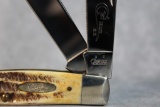 2005 Case XX First Run Bone Stag 6.5375 Stockman w/blade etch