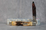 W.R. Case Bradford. PA 51011 1/2 Stag Handle Cheetah, year 1990s? Date is Hidden By Swing Guard