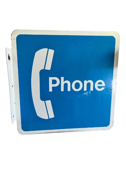 Phone sign 18 x 18"double sided Aluminum w/ flange
