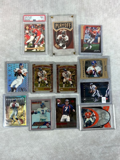 (12) John Elway Football Cards - Graded, Refractor, Inserts & Others
