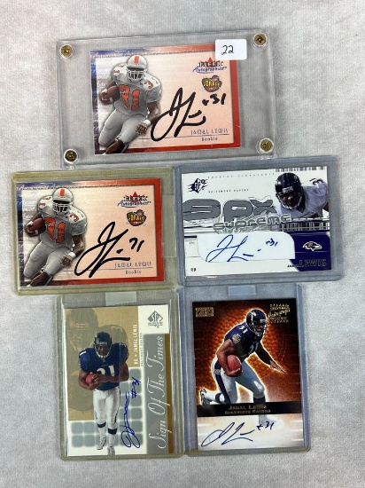 (5) Jamal Lewis Signed Football Cards - Including Rookies