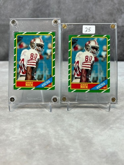 (2) 1986 Topps Jerry Rice Rookie Cards #151 - EX-EX+