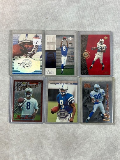 (6) Marvin Harrison Football Cards - Auto & Rookie Cards