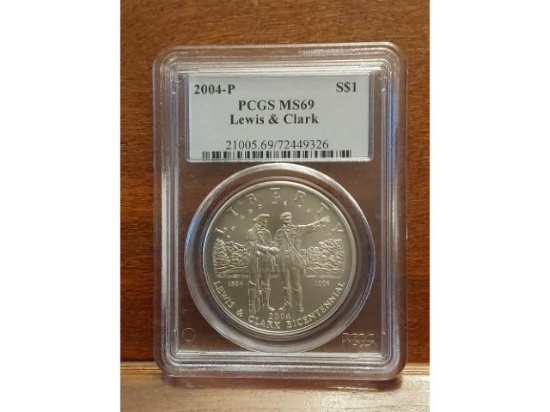 2004P LEWIS AND CLARK SILVER DOLLAR PCGS MS69