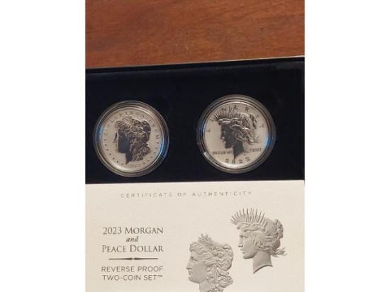 2023 MORGAN AND PEACE DOLLAR SET OF 2 COINS REV. PROOF
