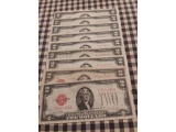 LOT OF 9 $2. RED SEAL NOTES