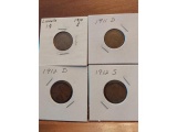 1910S,11D,12D,12S LINCOLN CENTS