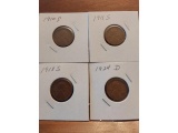 1910S,11S,13S,24D LINCOLN CENTS