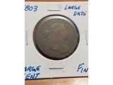 1803 LARGE CENT LARGE DATE VG