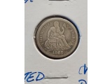 1865S SEATED DIME BETTER DATE VF-DETAILS