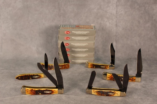 Six 2006 Case XX Bone Handle PVD Coated Blade Knives