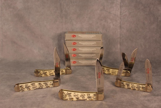 Five Case XX 'Fifty Year Dating System' Knives, Good Lot! Cheetah, Sowbelly, Canoe, etc...