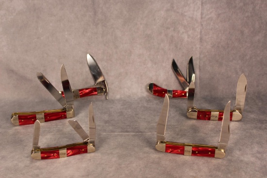 Six 2020 Case XX Red Pearl Kirinite Handle Knives