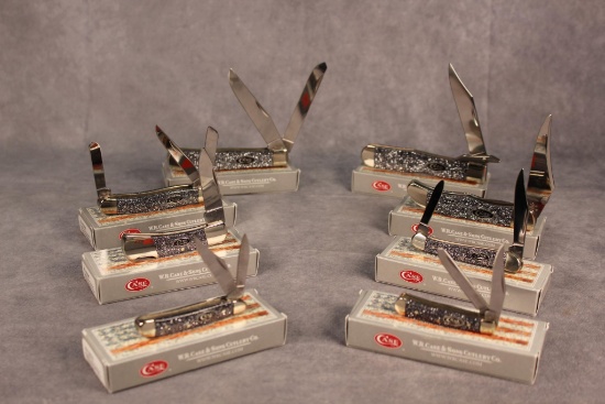 Eight 2019 Case XX SparXX Silver Stardust Kirinite Handle Knives