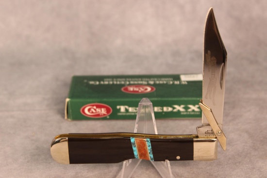 2002 Case XX Buffalo Bone & Turquoise Cheetah w/Copper and Silver Inlays, Serial #001