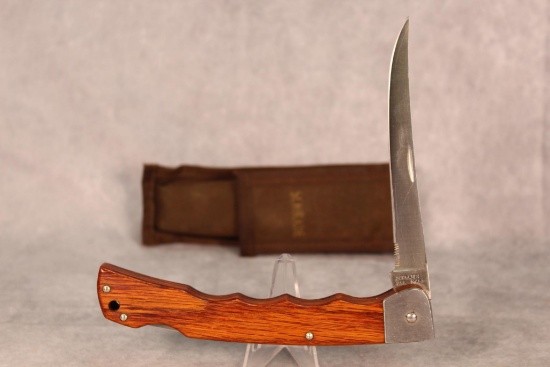 Schrade Wood Handle Folding Knife w/Sheath