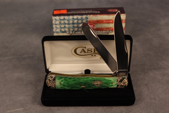 2019 Case XX Worked Bolster Emerald Green Bone Trapper