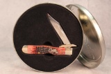 2002 Case XX Red Bone Handle Cheetah w/Blade Etch