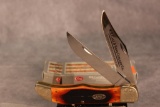 2009 Case XX Amber Bone Barnboard Jig Large Folding Hunter with Blade Etch