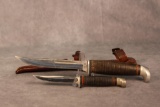 Pair of Case XX USA Stacked Leather Hunting Knives, M3F & 316-5