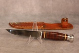 Jean Case Cut. Co. Fixed Blade Hunting Knife, Stacked Leather Handle,
