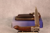 Custom Wood Handle Damascus Blade Folding Knife with Sheath