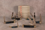Six 2021 Case XX Mediterranean Blue Bone Handle Knives