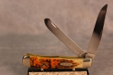 Case XX Trapper With Halloween Scene Scrimshaw By Gary Harbor