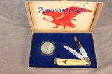 1986 Case XX 'American Eagle' Trapper & Silver Dollar Set