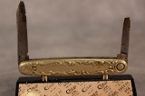 Antique Press Button Knife Co. Metal Handle Pen Knife, blades chipped