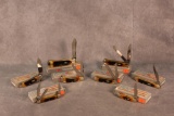 Eight (8) 2020 Case XX Dark Molasses Bone Sawcut Jig Knives