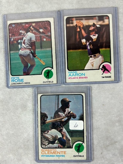 1973 Topps--Rose, Aaron, Clemente--good cond