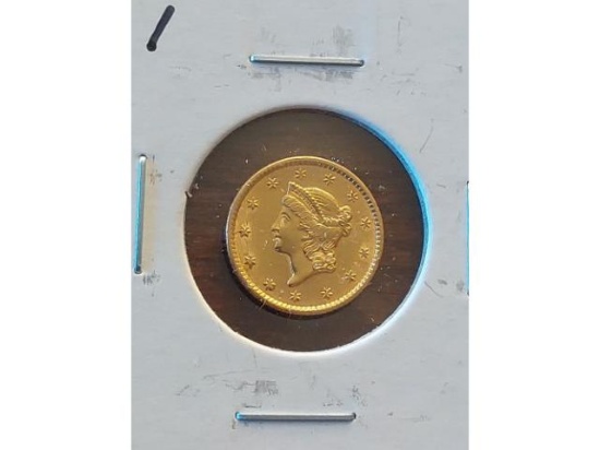 1852 TYPE-1 $1. GOLD PIECE UNC