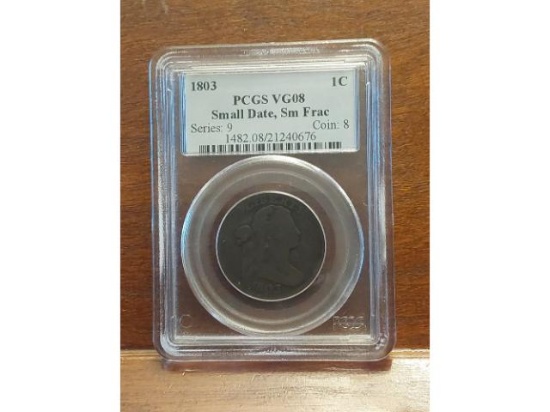 1803 LARGE CENT PCGS VG8 SMALL DATE SMALL FRACTION